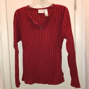 Woman’s red Liz Claiborne sweater